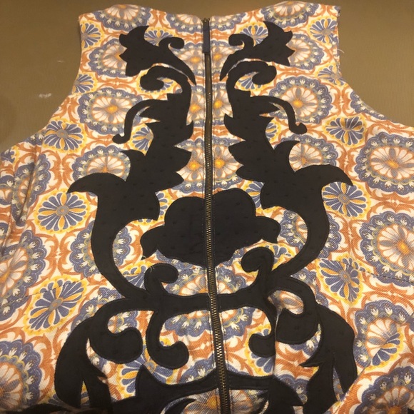 Anthropologie Vanessa Virginia  beige & Navy Country French Shift Dress 16 NWT - Picture 3 of 16